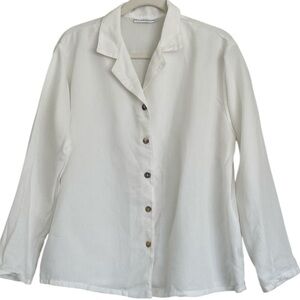 Bryn Walker White Textured Button Front Long Sleeve Shirt Size Small